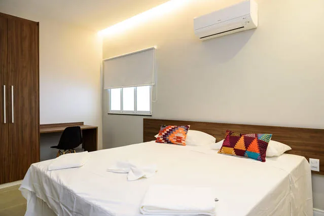 Suíte com ar-condicionado no Icaraí Suítes, hotel perto da Praia de Icaraí, em Niterói